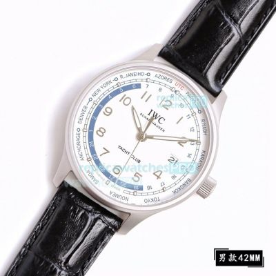 Replica IWC Portuguese Yacht Club SS White Dial Black Leather